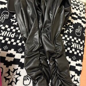 SHEIN Black Faux Leather Stacked Leggings